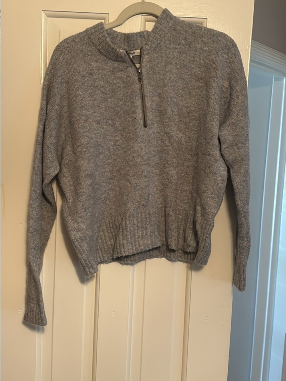 Madewell Heather Gray Half-Zip Turtleneck Sweater